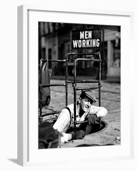 Men Working-null-Framed Giclee Print