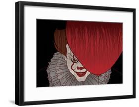 Menacing Clown With Balloon-null-Framed Poster