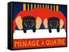 Menage A Quatre Black Black-Stephen Huneck-Framed Stretched Canvas