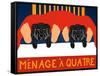 Menage A Quatre Black Black-Stephen Huneck-Framed Stretched Canvas