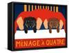 Menage A Quatre Black Choc-Stephen Huneck-Framed Stretched Canvas