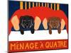 Menage A Quatre Black Choc-Stephen Huneck-Mounted Giclee Print