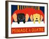 Menage A Quatre Black Yellow-Stephen Huneck-Framed Giclee Print