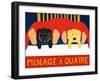 Menage A Quatre Black Yellow-Stephen Huneck-Framed Giclee Print