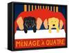 Menage A Quatre Black Yellow-Stephen Huneck-Framed Stretched Canvas