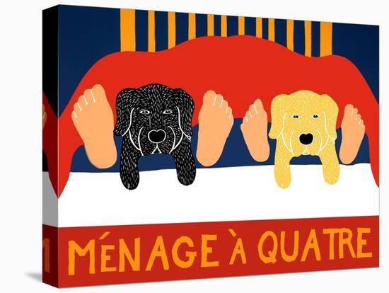 Menage A Quatre Black Yellow-Stephen Huneck-Stretched Canvas