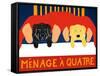 Menage A Quatre Black Yellow-Stephen Huneck-Framed Stretched Canvas