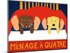 Menage A Quatre Choc Yellow-Stephen Huneck-Mounted Giclee Print