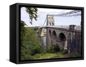 Menai Bridge, Anglesey, North Wales, Wales, United Kingdom, Europe-Raj Kamal-Framed Stretched Canvas