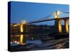 Menai Bridge Illuminated at Dusk, Gwynedd, Anglesey, North Wales, Wales, United Kingdom, Europe-Chris Hepburn-Stretched Canvas