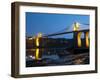 Menai Bridge Illuminated at Dusk, Gwynedd, Anglesey, North Wales, Wales, United Kingdom, Europe-Chris Hepburn-Framed Photographic Print