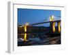 Menai Bridge Illuminated at Dusk, Gwynedd, Anglesey, North Wales, Wales, United Kingdom, Europe-Chris Hepburn-Framed Photographic Print