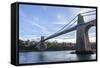 Menai Bridge Spanning the Menai Strait, Anglesey, Wales, United Kingdom, Europe-Charlie Harding-Framed Stretched Canvas