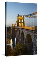 Menai Suspension Bridge at Night, Built in 1826 by Thomas Telford, Bangor, Gwynedd, Wales, UK-Stuart Black-Stretched Canvas