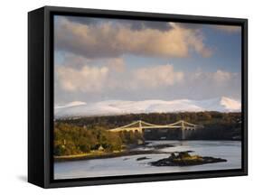 Menai Suspension Bridge Built by Thomas Telford in 1826, Anglesey, North Wales, UK-Pearl Bucknall-Framed Stretched Canvas