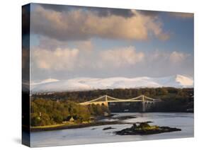 Menai Suspension Bridge Built by Thomas Telford in 1826, Anglesey, North Wales, UK-Pearl Bucknall-Stretched Canvas