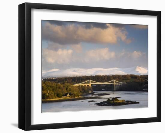 Menai Suspension Bridge Built by Thomas Telford in 1826, Anglesey, North Wales, UK-Pearl Bucknall-Framed Photographic Print