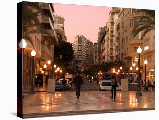 Mendez Nunez Rambla in the Evening, Alicante, Valencia Province, Spain, Europe-Guy Thouvenin-Stretched Canvas