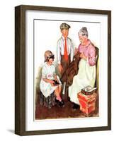 "Mending His Jacket,"October 17, 1931-Ellen Pyle-Framed Giclee Print