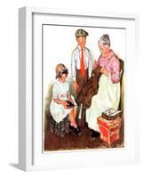 "Mending His Jacket,"October 17, 1931-Ellen Pyle-Framed Giclee Print