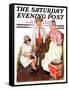 "Mending His Jacket," Saturday Evening Post Cover, October 17, 1931-Ellen Pyle-Framed Stretched Canvas