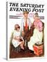 "Mending His Jacket," Saturday Evening Post Cover, October 17, 1931-Ellen Pyle-Stretched Canvas