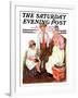 "Mending His Jacket," Saturday Evening Post Cover, October 17, 1931-Ellen Pyle-Framed Giclee Print