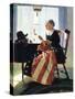 Mending the Flag-Norman Rockwell-Stretched Canvas