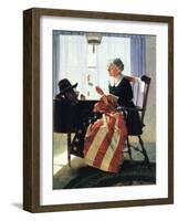 Mending the Flag-Norman Rockwell-Framed Giclee Print