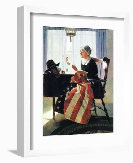 Mending the Flag-Norman Rockwell-Framed Giclee Print