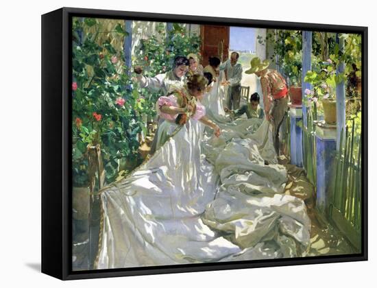 Mending the Sail-Joaqu?n Sorolla y Bastida-Framed Stretched Canvas