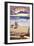 Mendocino, California - Beach Scene and Surfers-Lantern Press-Framed Art Print