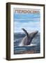 Mendocino, California - Humpback Whale-Lantern Press-Framed Art Print