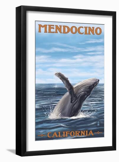 Mendocino, California - Humpback Whale-Lantern Press-Framed Art Print