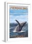 Mendocino, California - Humpback Whale-Lantern Press-Framed Art Print