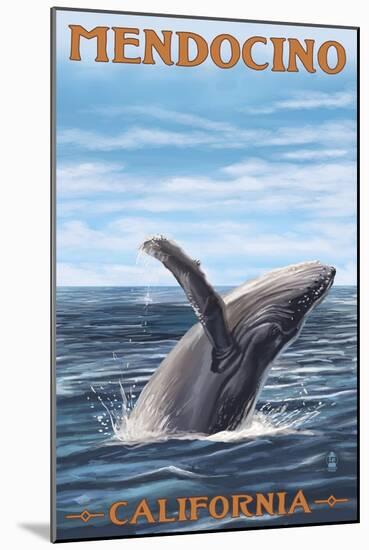 Mendocino, California - Humpback Whale-Lantern Press-Mounted Art Print
