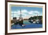 Menemsha-by-the-Sea, Massachusetts - View of the Harbor, Martha's Vineyard-Lantern Press-Framed Premium Giclee Print