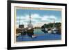 Menemsha-by-the-Sea, Massachusetts - View of the Harbor, Martha's Vineyard-Lantern Press-Framed Premium Giclee Print