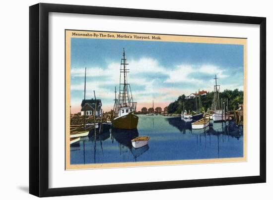 Menemsha-by-the-Sea, Massachusetts - View of the Harbor, Martha's Vineyard-Lantern Press-Framed Art Print