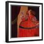 Menina in Red with Small Cockerel-Marisa Leon-Framed Giclee Print