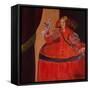 Menina in Red with Small Cockerel-Marisa Leon-Framed Stretched Canvas