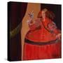 Menina in Red with Small Cockerel-Marisa Leon-Stretched Canvas