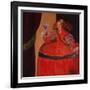 Menina in Red with Small Cockerel-Marisa Leon-Framed Giclee Print