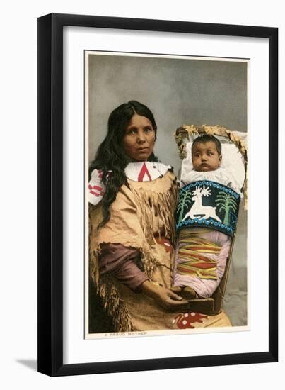 Menominee Indian Woman with Papoose-null-Framed Art Print