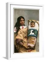 Menominee Indian Woman with Papoose-null-Framed Art Print