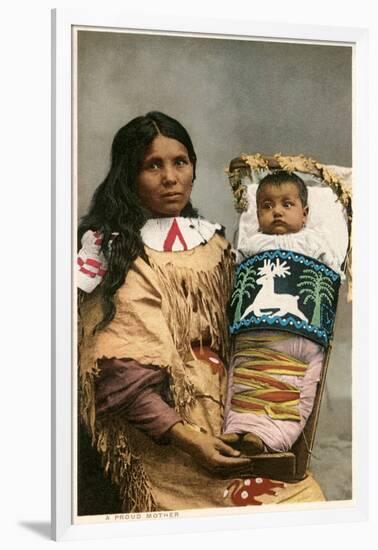 Menominee Indian Woman with Papoose-null-Framed Art Print