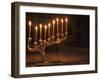 Menorah with Candles, Lit for Chanukah, Bellevue, Washington, USA-Merrill Images-Framed Photographic Print