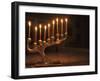 Menorah with Candles, Lit for Chanukah, Bellevue, Washington, USA-Merrill Images-Framed Photographic Print