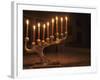 Menorah with Candles, Lit for Chanukah, Bellevue, Washington, USA-Merrill Images-Framed Photographic Print