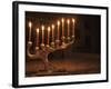 Menorah with Candles, Lit for Chanukah, Bellevue, Washington, USA-Merrill Images-Framed Photographic Print